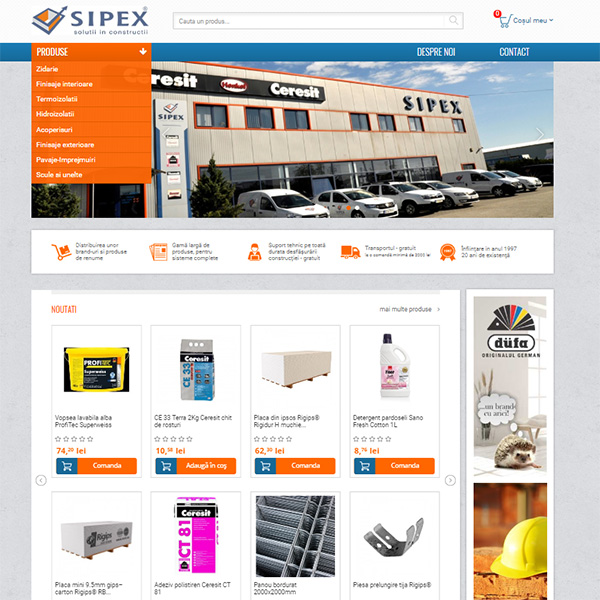 sipex constructii implementare ecommerce romania magazin online