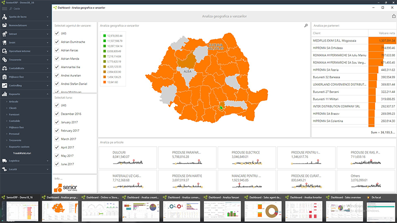 business software ERP module - raportare si analiza