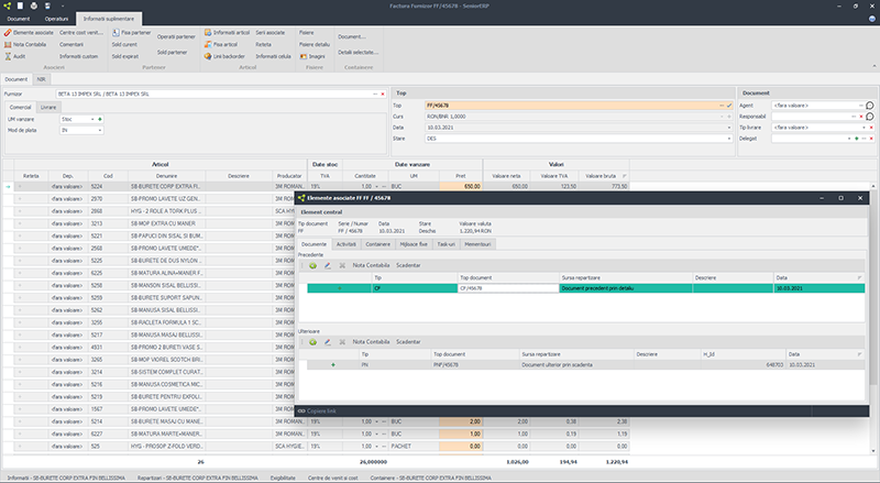 Documente asociate – ERP contabilitate si gestiune