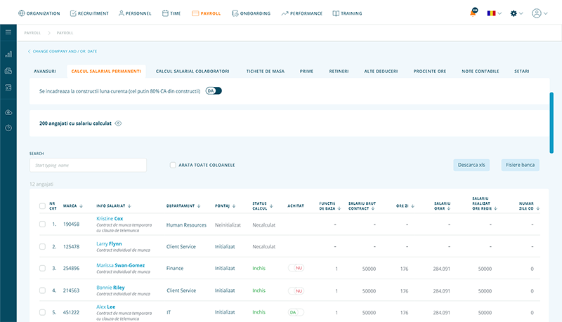 Salarizare Payroll - modul plaforma hr alege sistem software management resurse umane