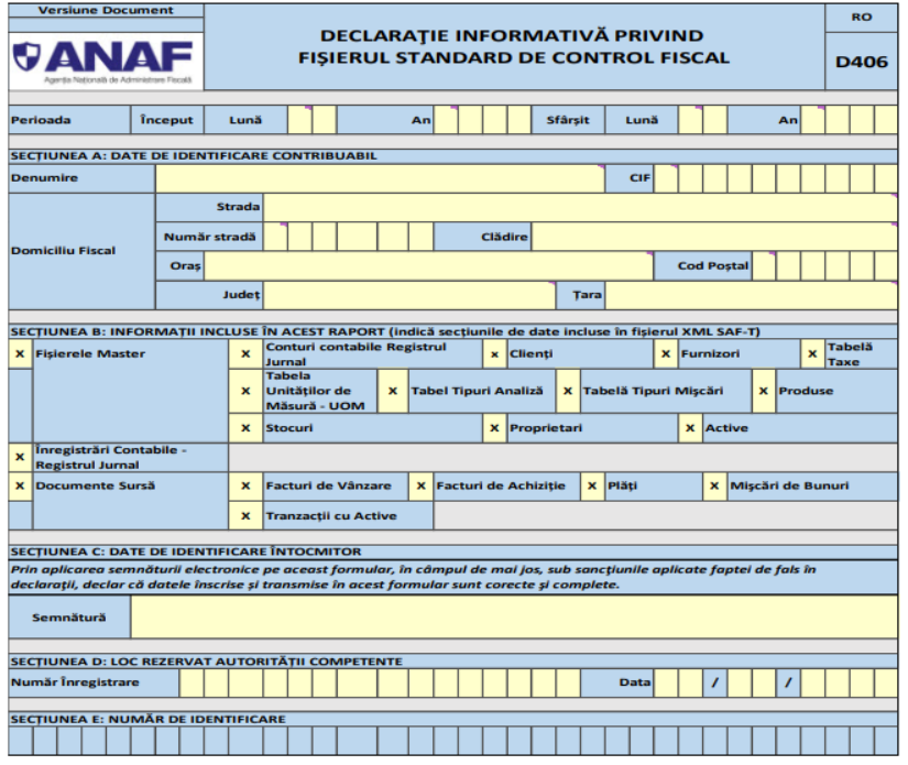 Declaratia 406 ANAF model Declaratia informativa D406