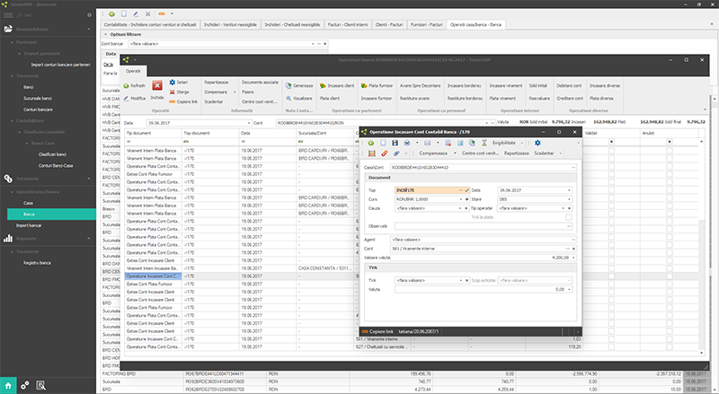 Operatii banca sistem erp romania